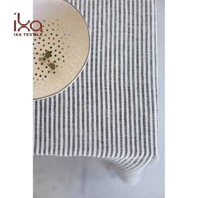 Manufactory Wholesale Grey Natural Striped Dining Washed Soft Round Rectangle 100 Linen Table Cloth